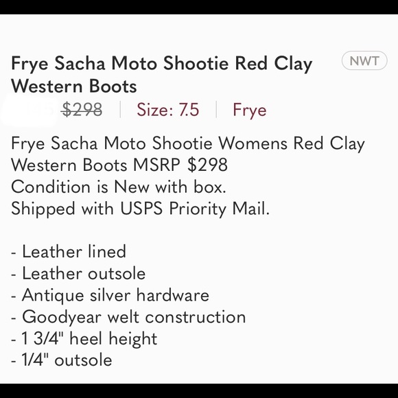 Frye Sacha Moto Shootie Red Clay Boots - Picture 9 of 9
